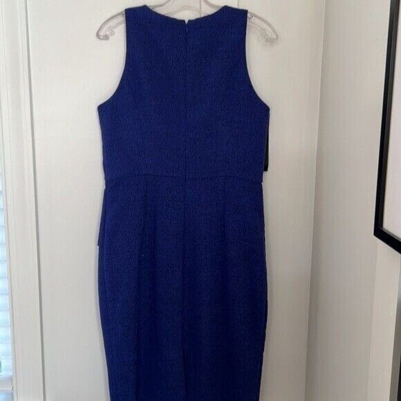 NWT BADGLEY MISCHKA Peplum-detail Dress In Electric Blue Size 12 - Picture 7 of 12